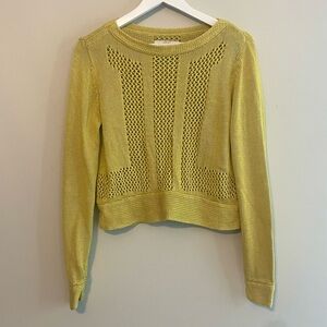 ROBERT RODRIGUEZ Silk Knit Crochet Fisherman Sweater - Yellow